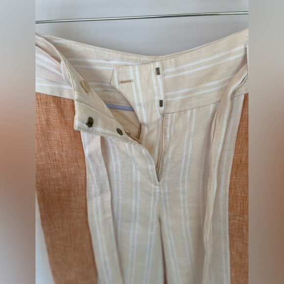 Anthropologie Ettiawa linen wide leg orange and white pants NWOT size 2 - Picture 6 of 9